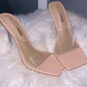 Never worn clear stiletto heels. Size 7 (FITS LIKE A 6.5!!!)